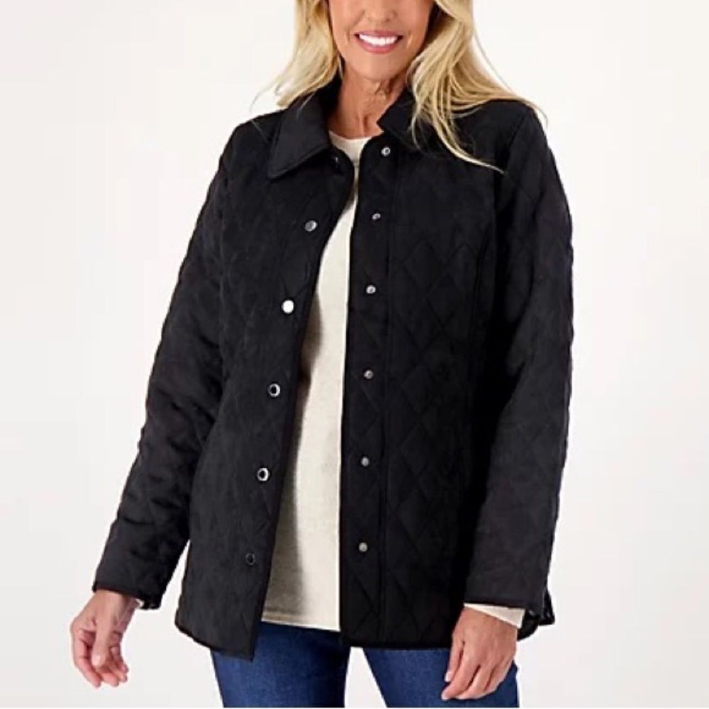 Isaac Mizrahi Faux Suede Quilted Barn Jacket